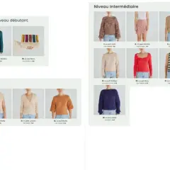 Katalog z dzianinami: sweter po francusku w różnych stylach i poziomach trudności.