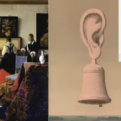 Surrealistyczny uszny dzwon, hołd po polsku dla Vermeera. Obraz z kobietami przy klawesynie.