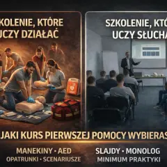 Dwie wizje kursu pierwszej pomocy: praktyczne ćwiczenia na fantomach i teoretyczny wykład. Który wybierasz?