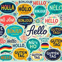 Wiele dymków z napisami "Hello" i "Bonjour" po całym świecie. Mam na imię po francusku, więc "Bonjour" jest mi bliskie.