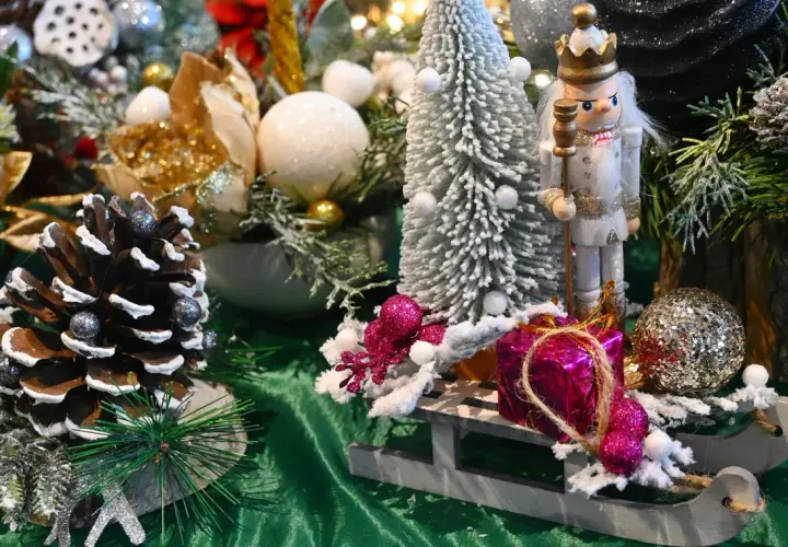 Noel to czas cudów! Na sankach z orzechem, choinka, szyszki i błyszczące ozdoby.