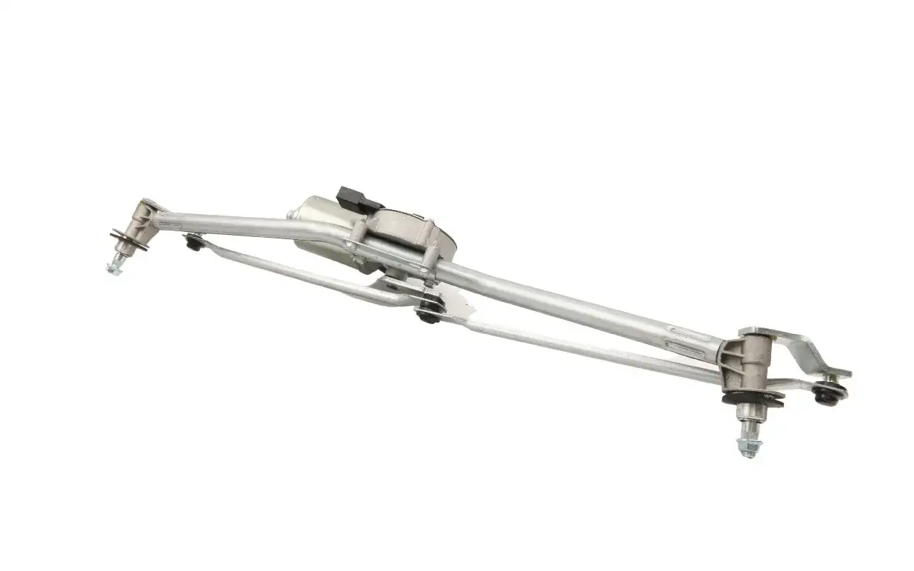 Mechanizm wycieraczek samochodowych (wiper linkage) z silniczkiem, gotowy do montażu.