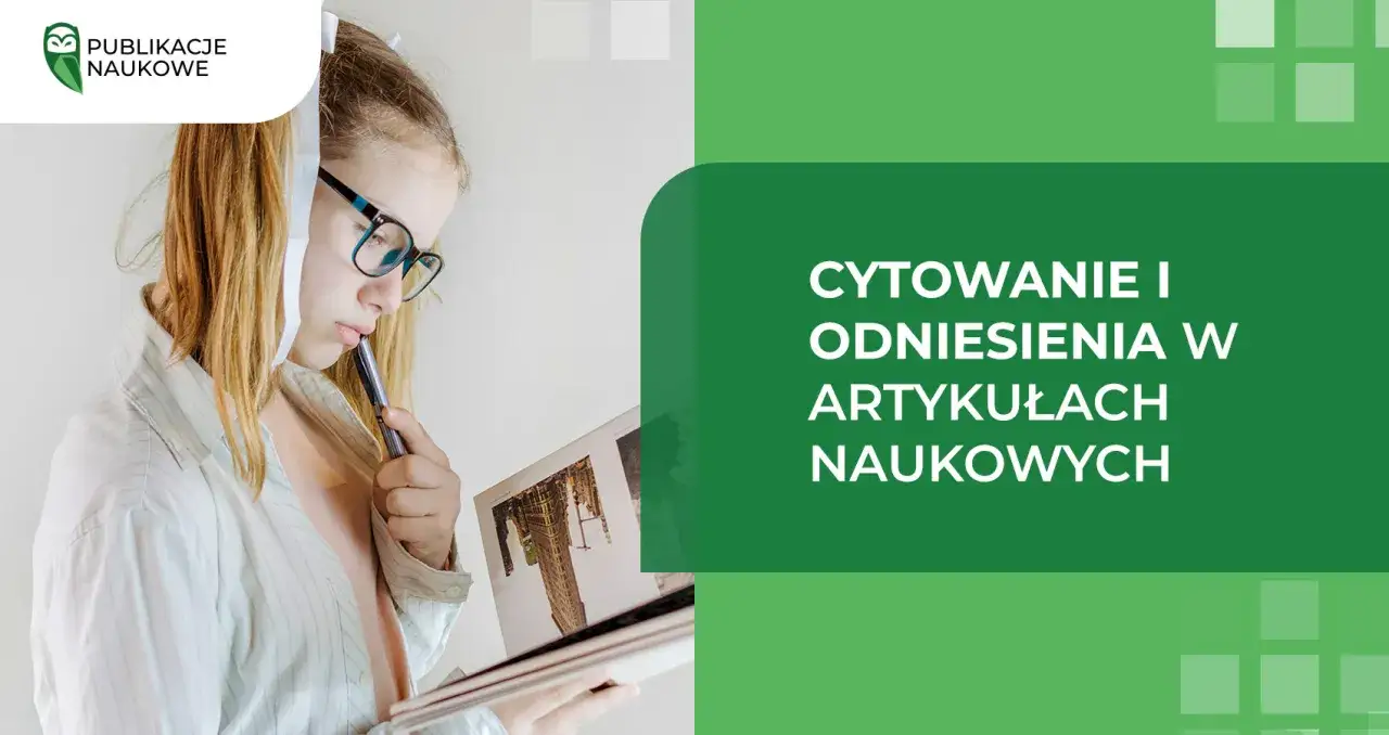 Dziewczyna z okularami i długopisem w dłoni, pochylona nad książką. Na ekranie tekst: