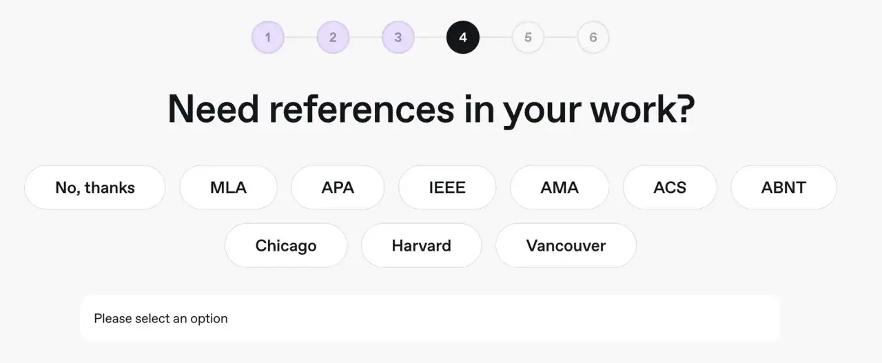 Potrzebujesz pomocy z cytowaniem? Wybierz styl: MLA, APA, IEEE, Chicago, Harvard, Vancouver, AMA, ACS, ABNT lub zrezygnuj.